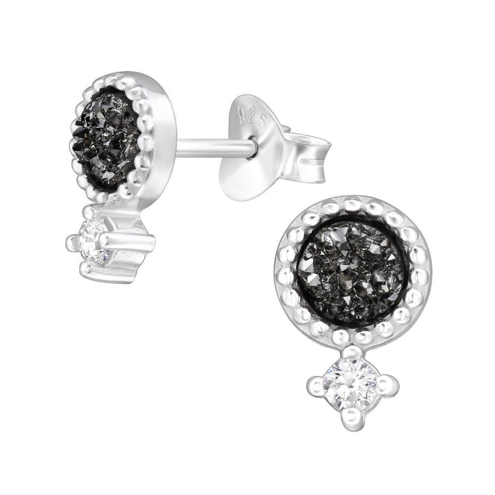 Sterling Silver Druzy Stud Earrings - Tiny Layered Ear​